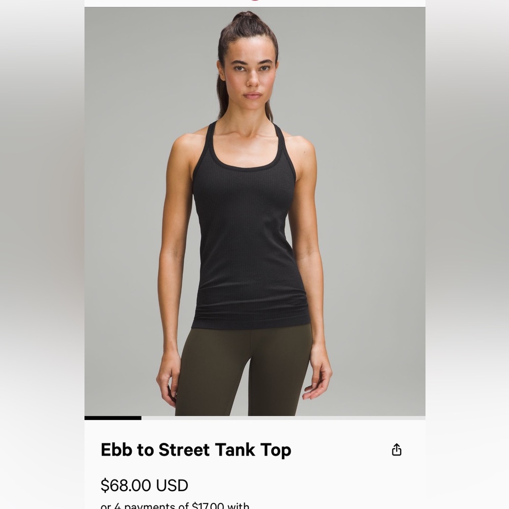 Lululemon Ebb to Street tank top size 10